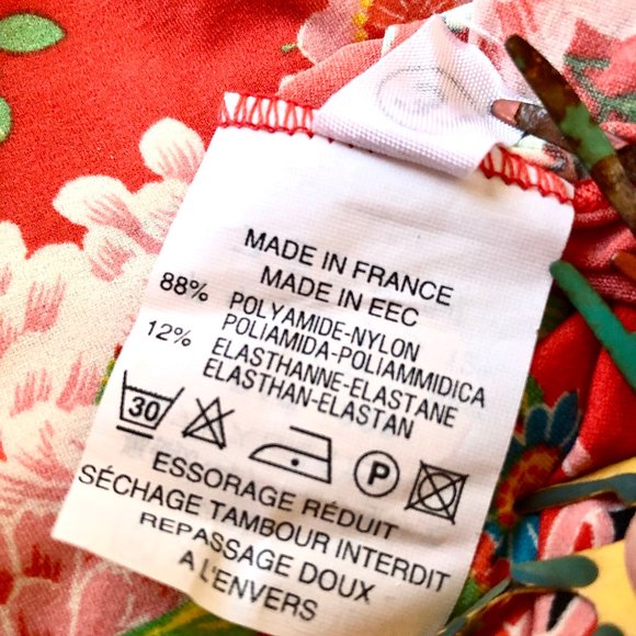 Vintage Floral Orange Short Sleeve Top Made in France Womens 31 Stretch … - Picture 8 of 10